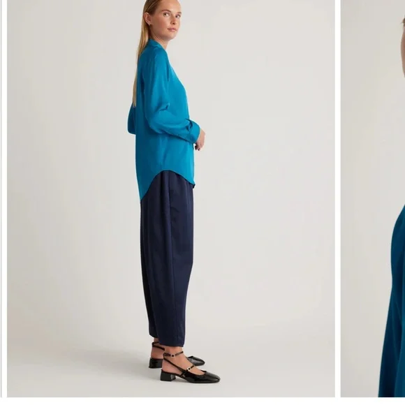 Quince washable silk blouse in “celestial”, a beautiful peacock blue - Picture 4 of 15